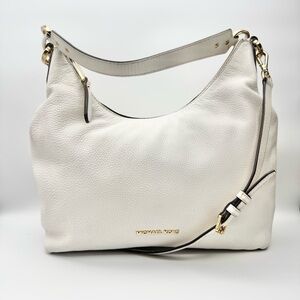 Michael Kors Joan Large Shoulder Bag Ivory Pebbled Leather Crossbody
